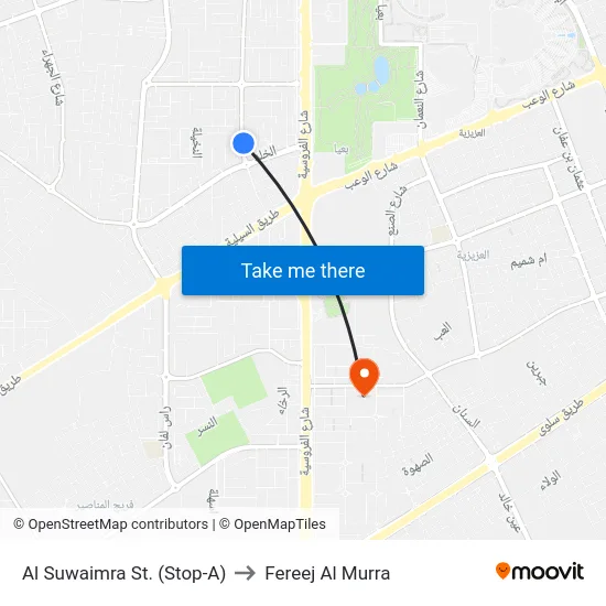 Al Suwaimra St. (Stop-A) to Fereej Al Murra map