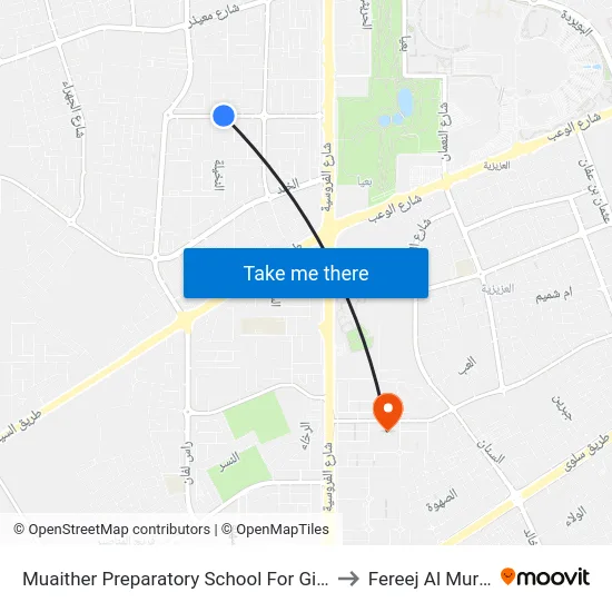 Muaither Preparatory School For Girls to Fereej Al Murra map