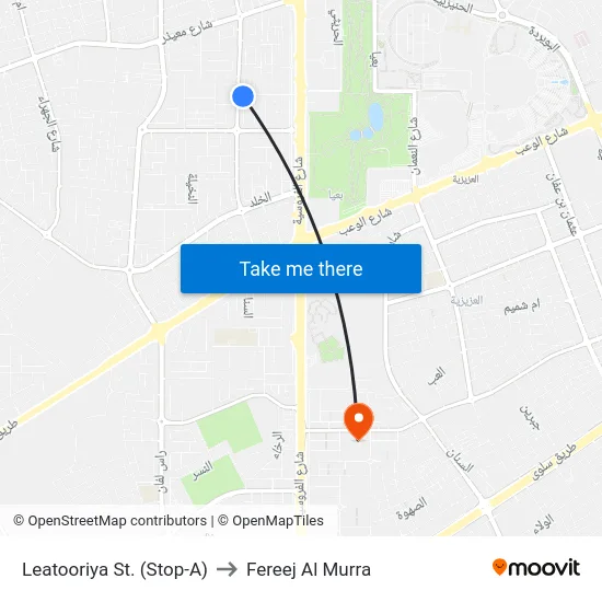 Leatooriya St. (Stop-A) to Fereej Al Murra map