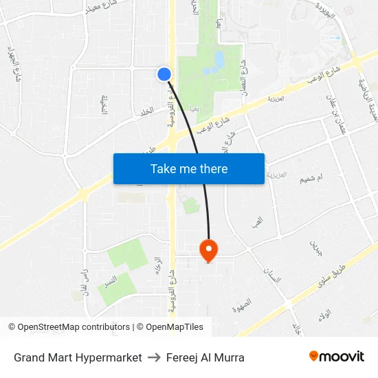 Grand Mart Hypermarket to Fereej Al Murra map