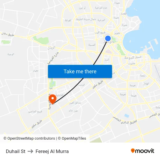 Duhail St to Fereej Al Murra map