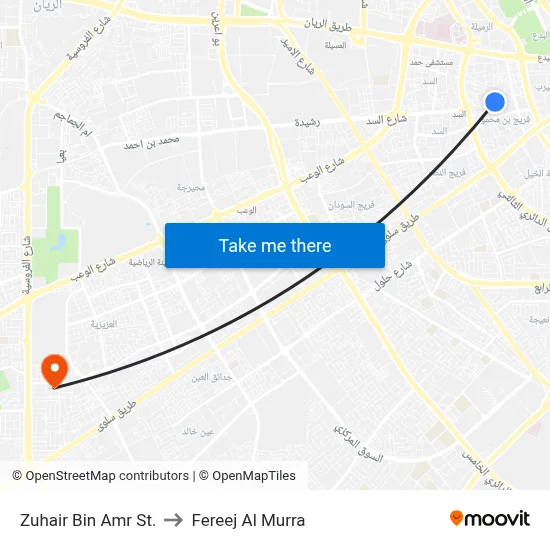 Zuhair Bin Amr St. to Fereej Al Murra map
