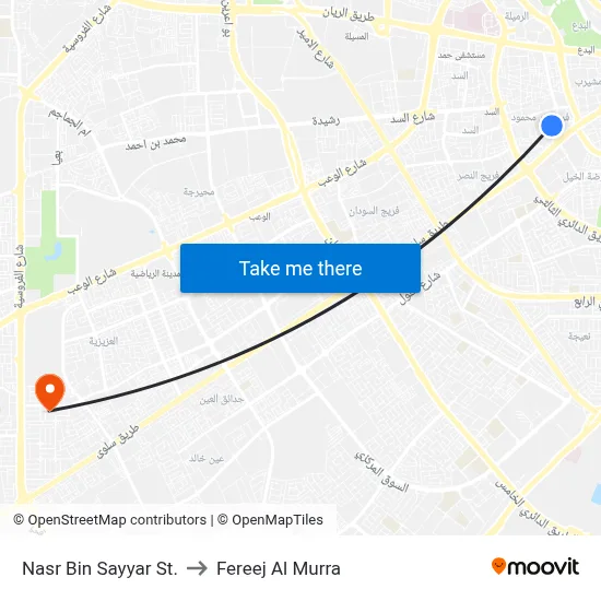 Nasr Bin Sayyar Street to Fereej Al Murra map