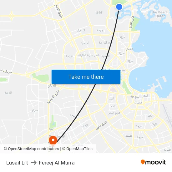 Lusail Lrt to Fereej Al Murra map