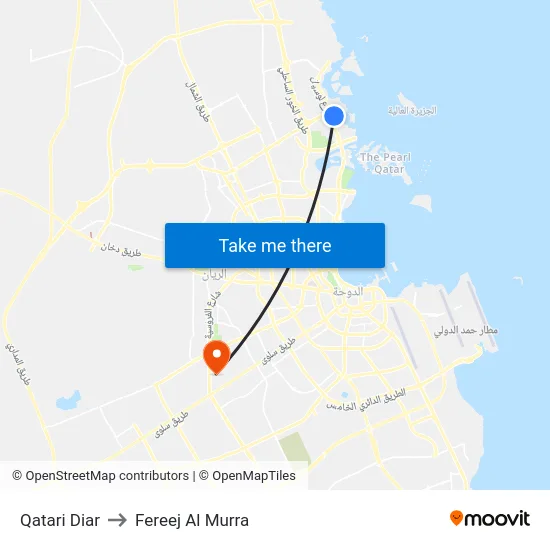 Qatari Diar to Fereej Al Murra map