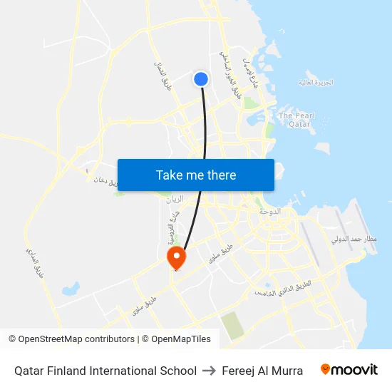Qatar Finland International School to Fereej Al Murra map