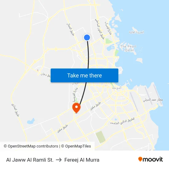 Al Jaww Al Ramli St. to Fereej Al Murra map