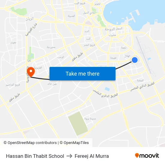 Hassan Bin Thabit School to Fereej Al Murra map