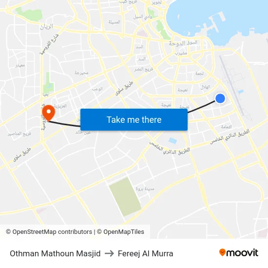 Othman Mathoun Masjid to Fereej Al Murra map