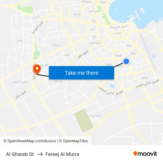 Al Ghareb St. to Fereej Al Murra map
