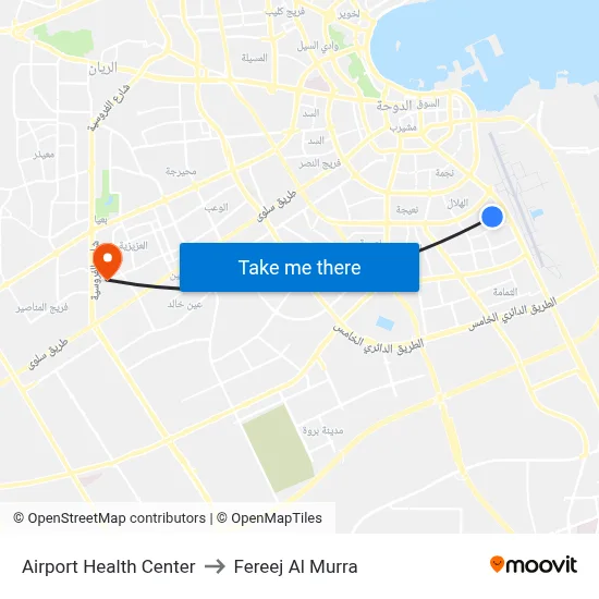 Airport Health Center to Fereej Al Murra map