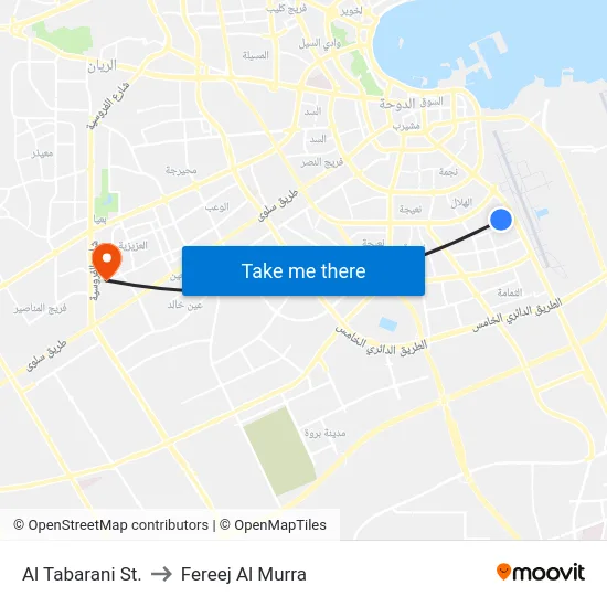 Al Tabarani St. to Fereej Al Murra map