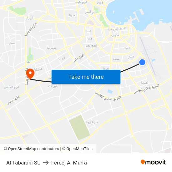 Al Tabarani St. to Fereej Al Murra map