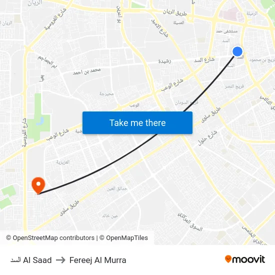 السد Al Saad to Fereej Al Murra map