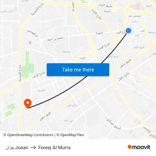 جوان Joaan to Fereej Al Murra map