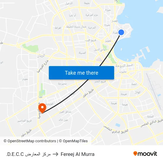 .D.E.C.C مركز المعارض to Fereej Al Murra map