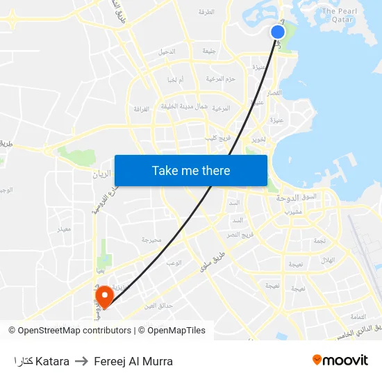 كتارا Katara to Fereej Al Murra map