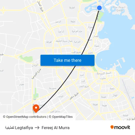 لقطيفية Legtaifiya to Fereej Al Murra map