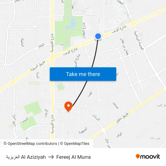 العزيزية Al Aziziyah to Fereej Al Murra map