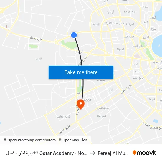 أكاديمية قطر - شمال Qatar Academy - North to Fereej Al Murra map