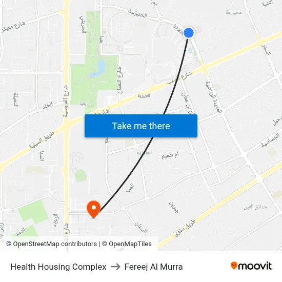 Health Housing Complex to Fereej Al Murra map