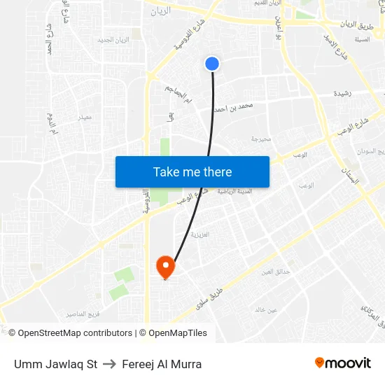 Umm Jawlaq St to Fereej Al Murra map