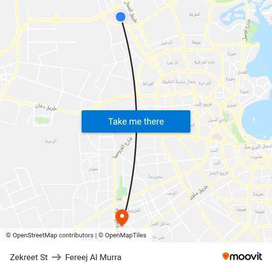 Zekreet St to Fereej Al Murra map