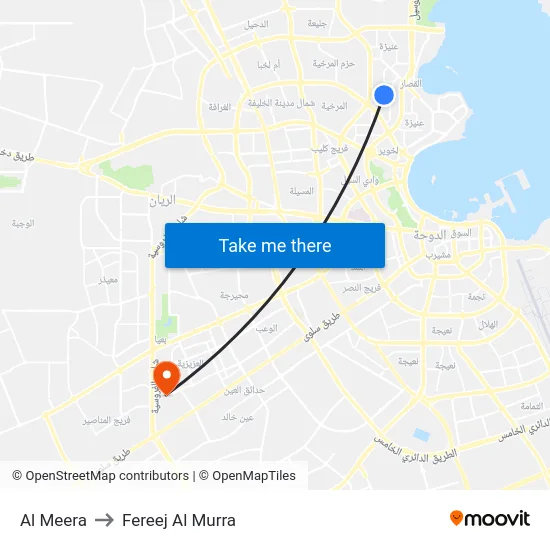 Al Meera to Fereej Al Murra map