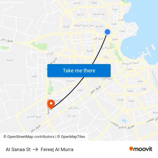 Al Sanaa St to Fereej Al Murra map
