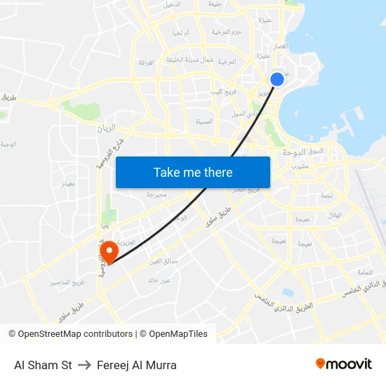 Al Sham St to Fereej Al Murra map