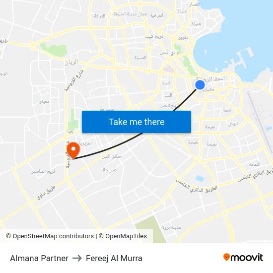 Almana Partner to Fereej Al Murra map