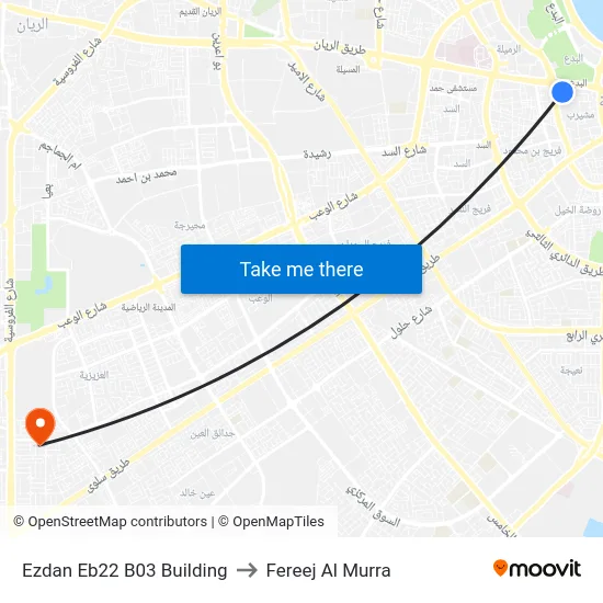 Ezdan Eb22 B03 Building to Fereej Al Murra map