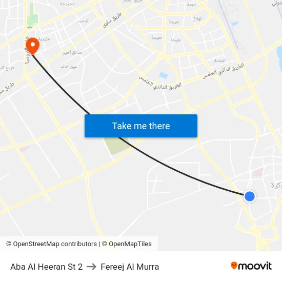 Aba Al Heeran St 2 to Fereej Al Murra map