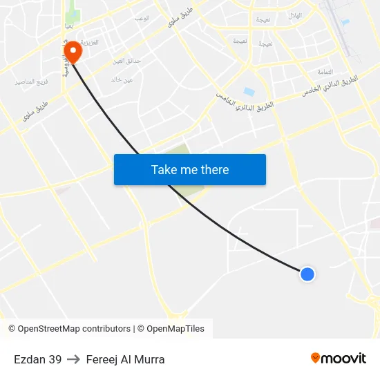 Ezdan 39 to Fereej Al Murra map