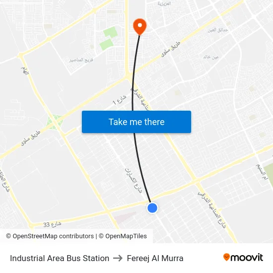 Industrial Area Bus Station to Fereej Al Murra map