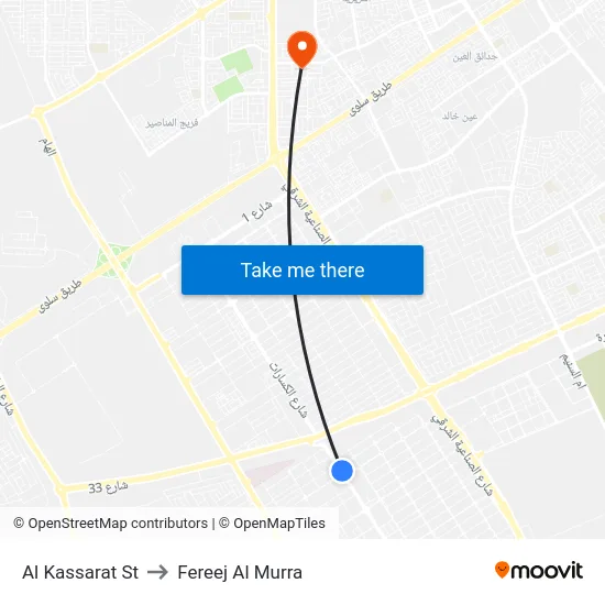 Al Kassarat St to Fereej Al Murra map