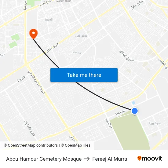 Abou Hamour Cemetery Mosque to Fereej Al Murra map