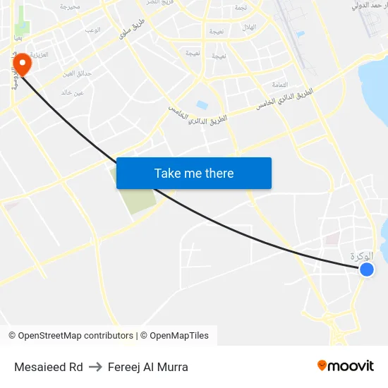 Mesaieed Rd to Fereej Al Murra map