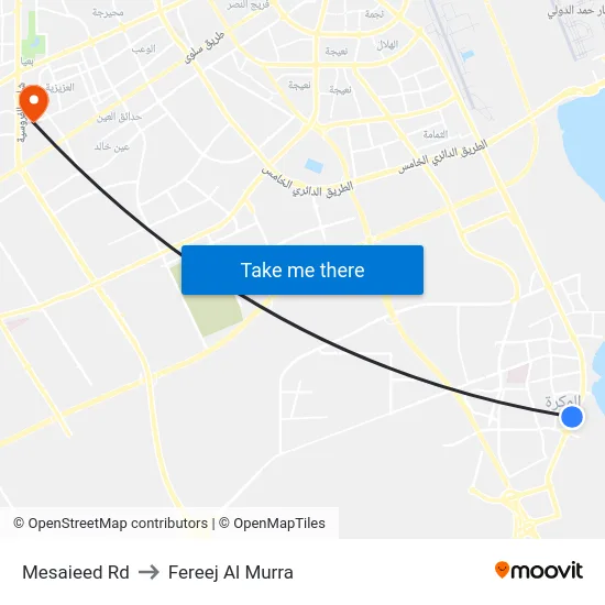 Mesaieed Rd to Fereej Al Murra map