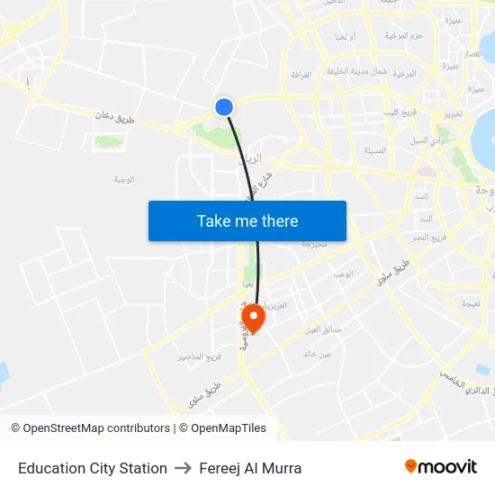 Education City Station to Fereej Al Murra map