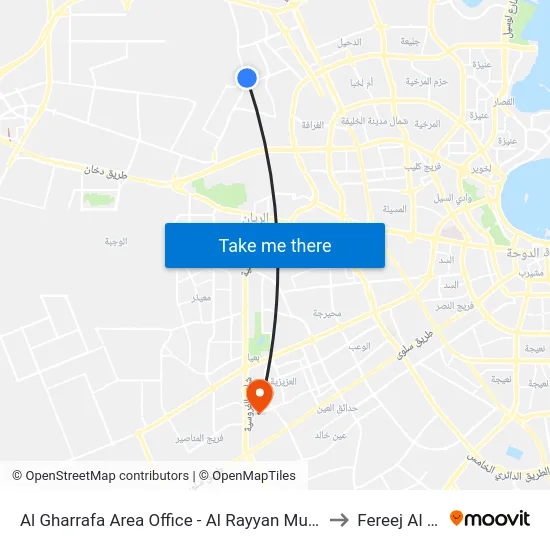 Al Gharrafa Area Office - Al Rayyan Municipality - Mme to Fereej Al Murra map
