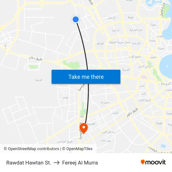 Rawdat Hawtan St. to Fereej Al Murra map