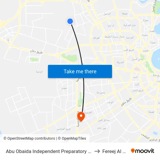 Abu Obaida Independent Preparatory Boys School to Fereej Al Murra map