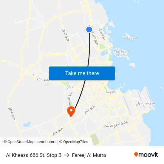 Al Kheesa 686 St. Stop B to Fereej Al Murra map