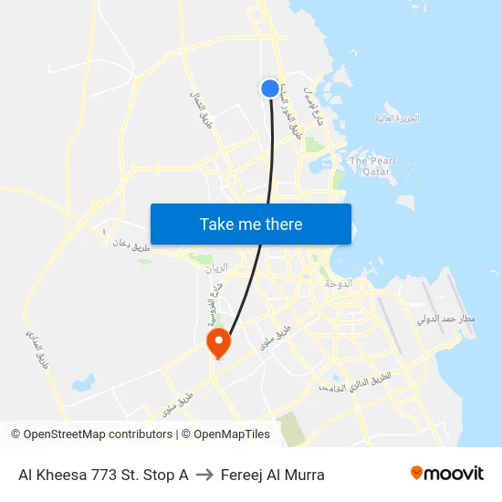 Al Kheesa 773 St. Stop A to Fereej Al Murra map