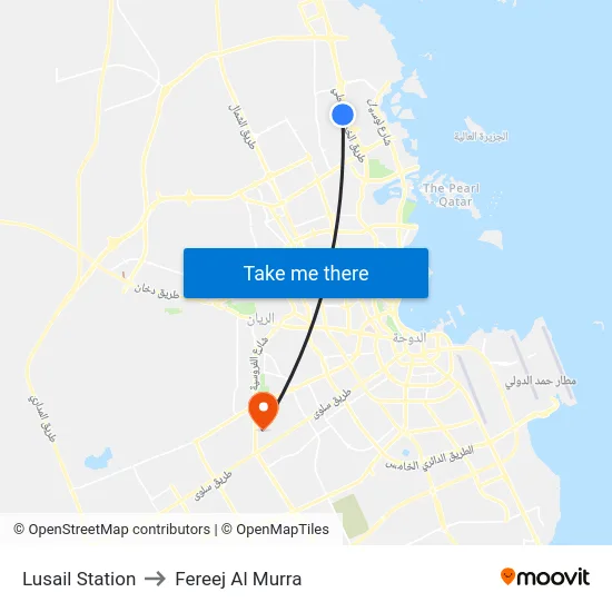 Lusail Station to Fereej Al Murra map