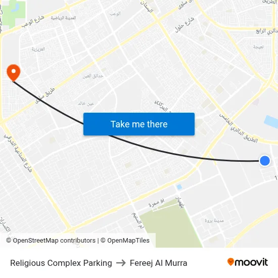 Religious Complex Parking to Fereej Al Murra map