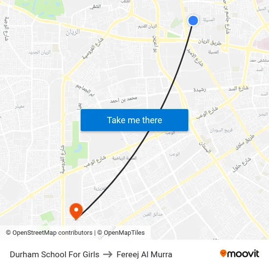 Durham School For Girls to Fereej Al Murra map