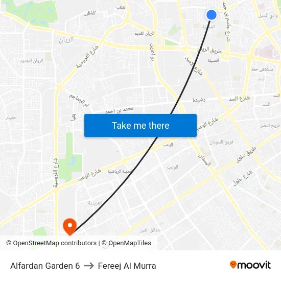 Alfardan Garden 6 to Fereej Al Murra map