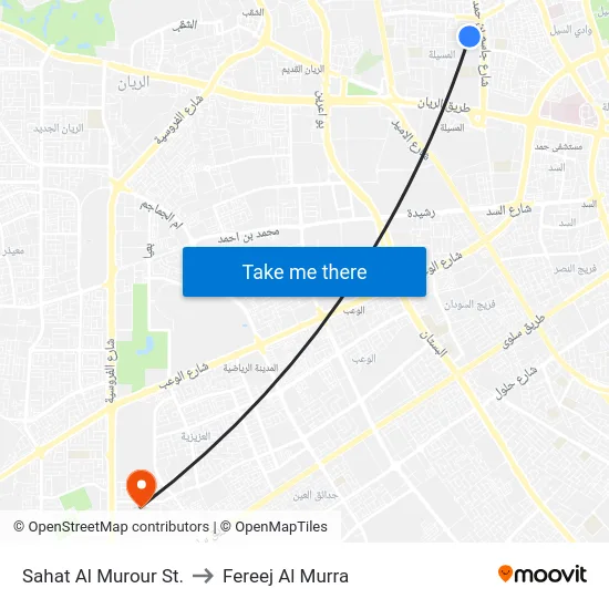 Sahat Al Murour St. to Fereej Al Murra map